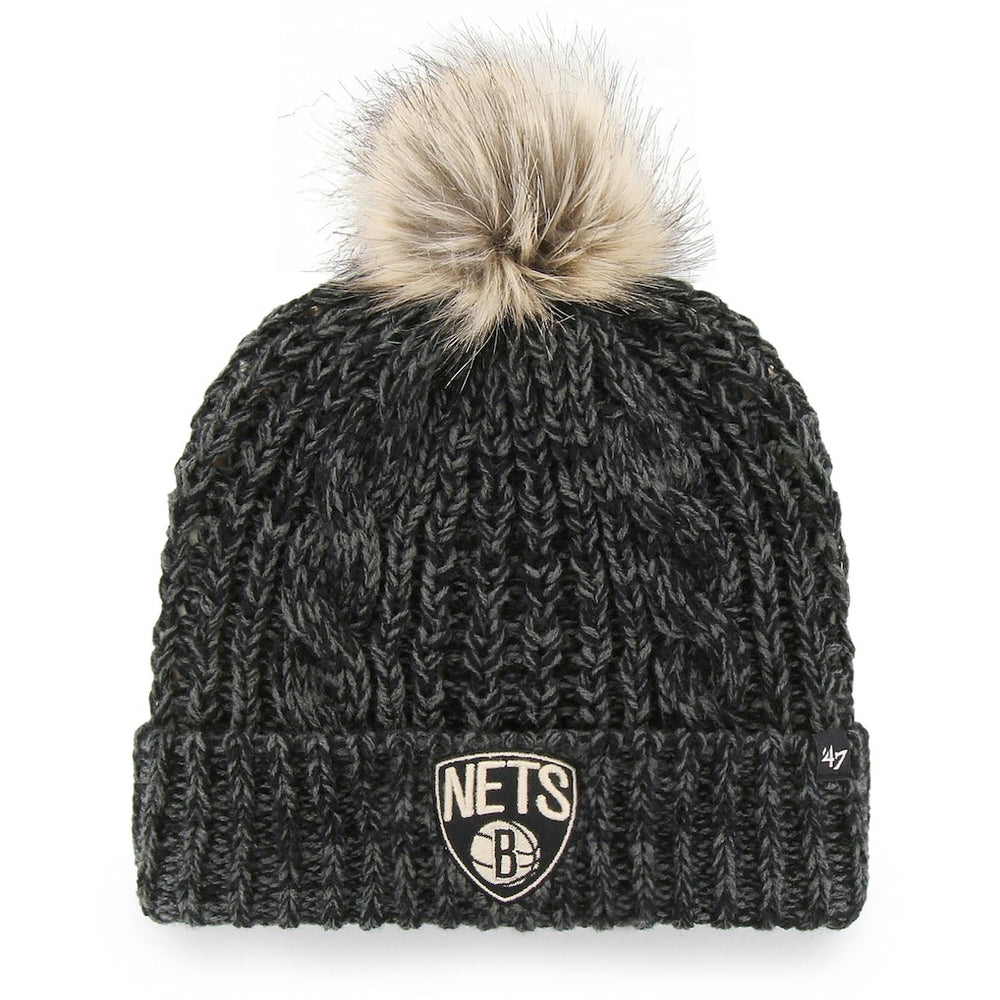 47 brand Brooklyn Nets '47 Women's Meeko Cuffed Knit Hat with Pom Black