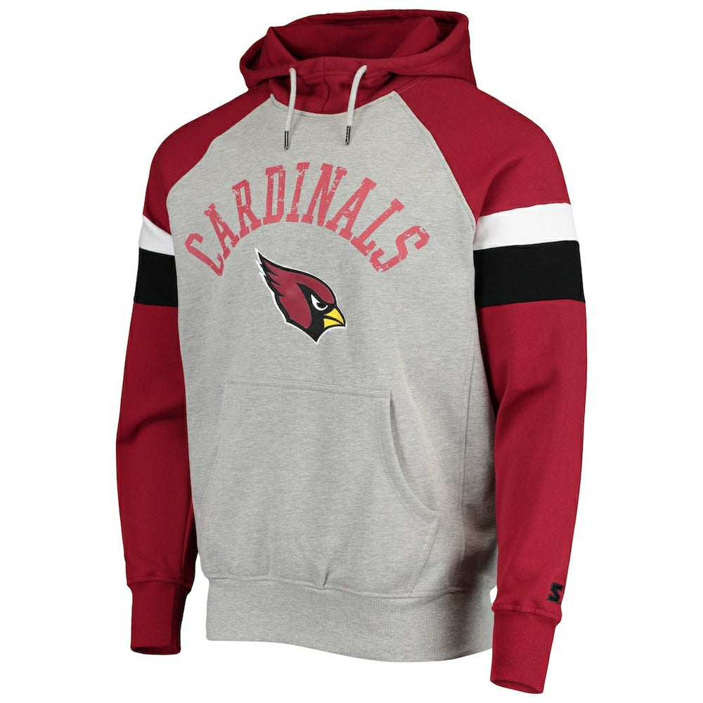 Arizona Cardinals Starter Home Run Raglan Pullover Hoodie - Heathered Gray/Cardinal - NFL