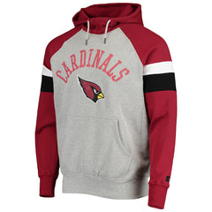 Arizona Cardinals Starter Home Run Raglan Pullover Hoodie - Heathered Gray/Cardinal - NFL