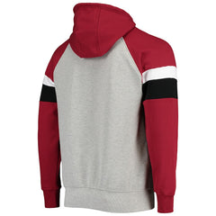 Arizona Cardinals Starter Home Run Raglan Pullover Hoodie - Heathered Gray/Cardinal - NFL