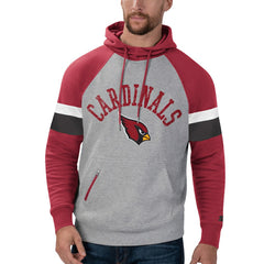 Arizona Cardinals Starter Home Run Raglan Pullover Hoodie - Heathered Gray/Cardinal - NFL