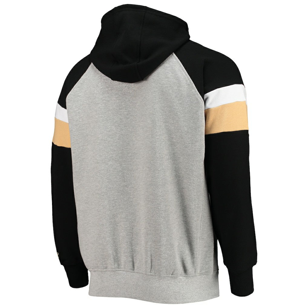 New Orleans Saints Starter Home Run Raglan Pullover Hoodie - Heathered Gray/Black - NFL