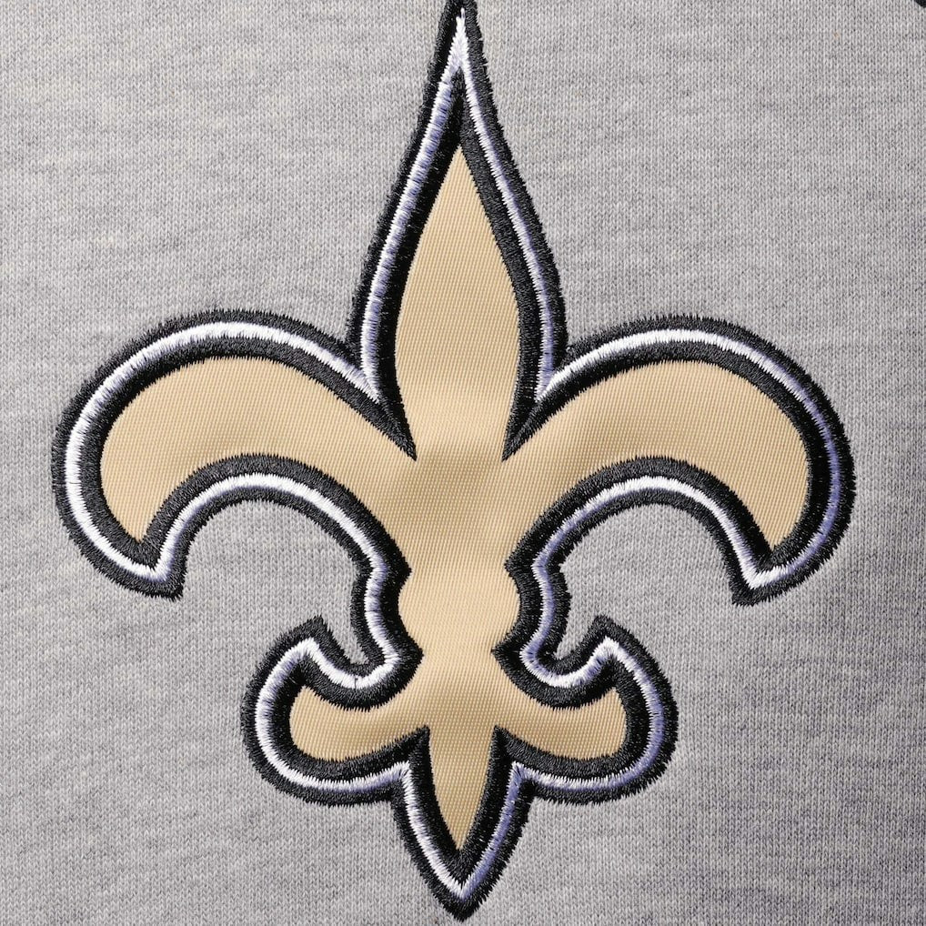 New Orleans Saints Starter Home Run Raglan Pullover Hoodie - Heathered Gray/Black - NFL