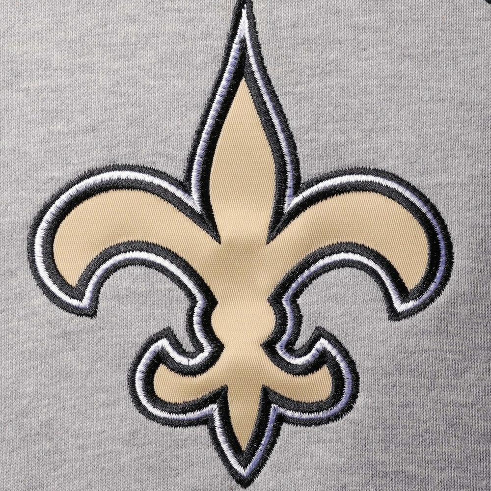 New Orleans Saints Starter Home Run Raglan Pullover Hoodie - Heathered Gray/Black - NFL