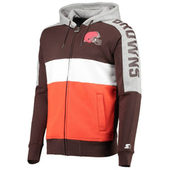 Cleveland Browns Starter Playoffs Color Block Full-Zip Hoodie - Brown/Orange - NFL