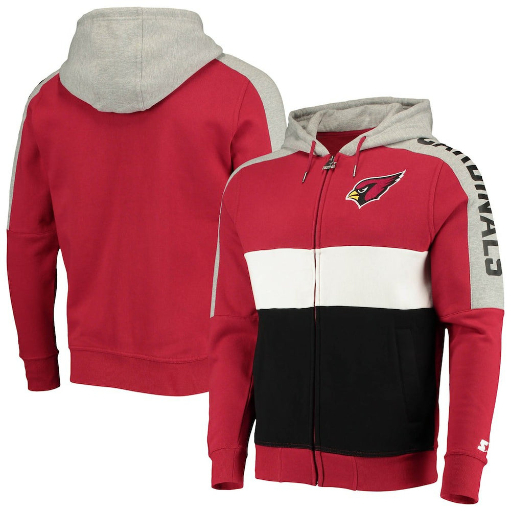 Arizona Cardinals Starter Playoffs Color Block Full-Zip Hoodie - Cardinal/Black - NFL