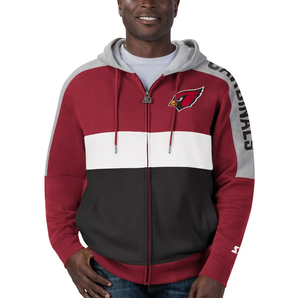 Arizona Cardinals Starter Playoffs Color Block Full-Zip Hoodie - Cardinal/Black - NFL