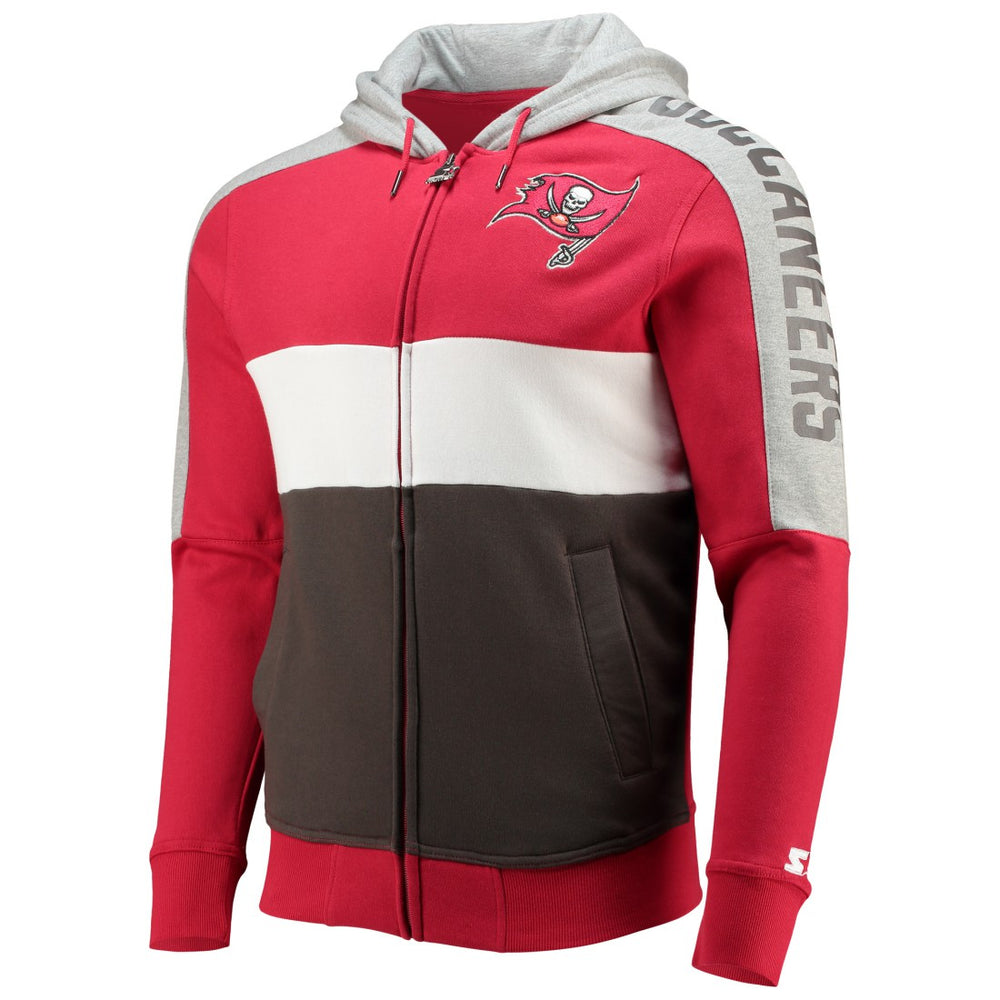 Tampa Bay Buccaneers Starter Playoffs Color Block Full-Zip Hoodie - Red/Pewter - NFL