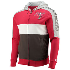 Tampa Bay Buccaneers Starter Playoffs Color Block Full-Zip Hoodie - Red/Pewter - NFL