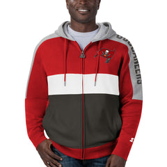 Tampa Bay Buccaneers Starter Playoffs Color Block Full-Zip Hoodie - Red/Pewter - NFL