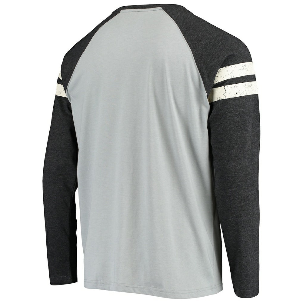 Las Vegas Raiders Starter Throwback League Raglan Long Sleeve Tri-Blend T-Shirt - Silver/Black - NFL