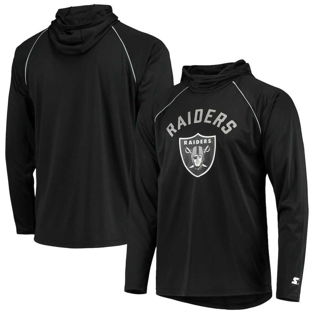 Las Vegas Raiders Starter Raglan Long Sleeve Hoodie T-Shirt - Black - NFL