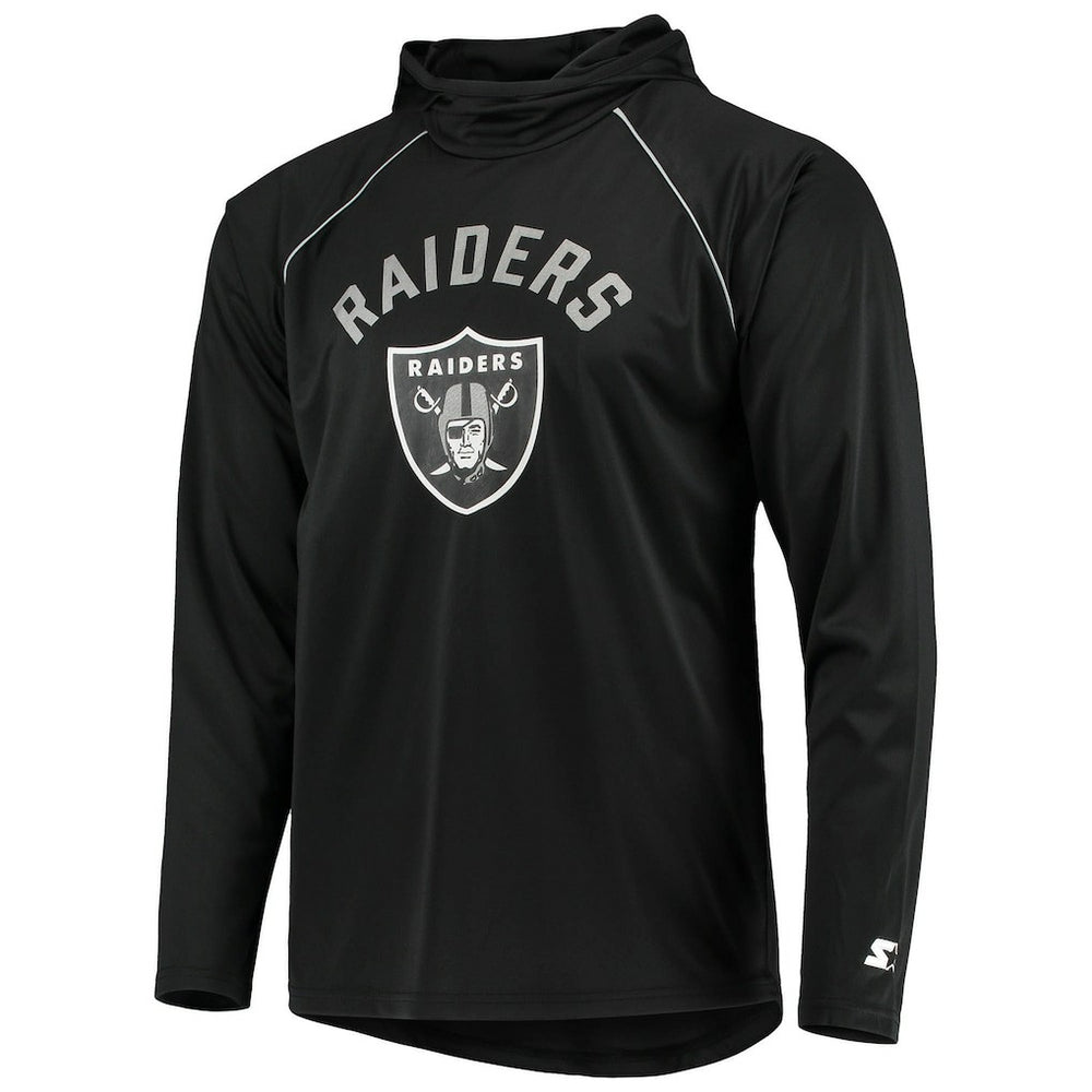 Las Vegas Raiders Starter Raglan Long Sleeve Hoodie T-Shirt - Black - NFL