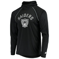 Las Vegas Raiders Starter Throwback Raglan Hoodie Long Sleeve T-Shirt - Black - NFL