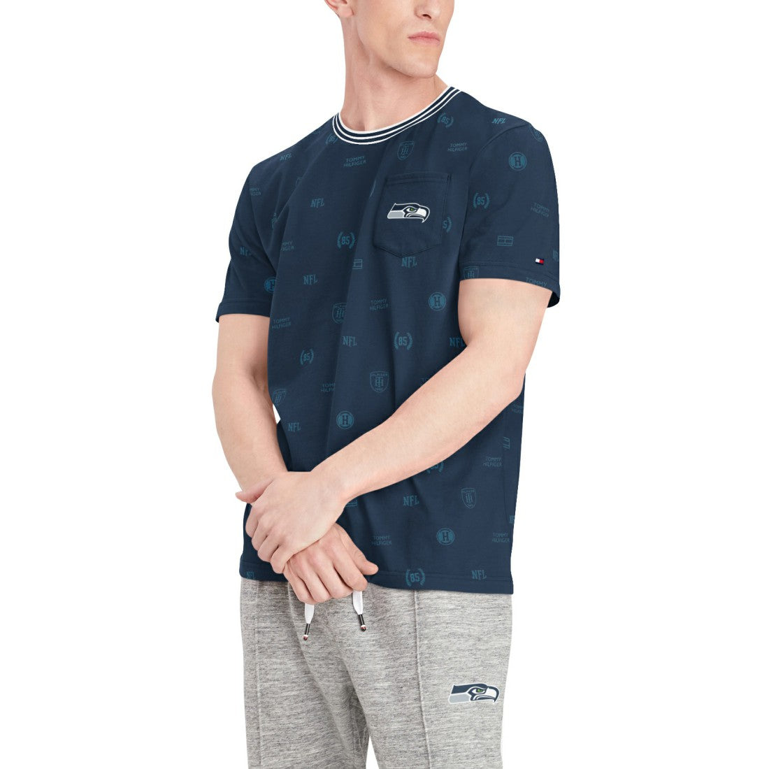 Seattle Seahawks Tommy Hilfiger Essential Pocket T-Shirt - College Navy - NFL