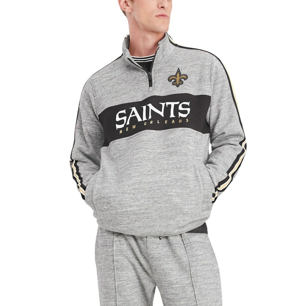 New Orleans Saints Tommy Hilfiger Mario Quarter-Zip Jacket - Heathered Gray - NFL