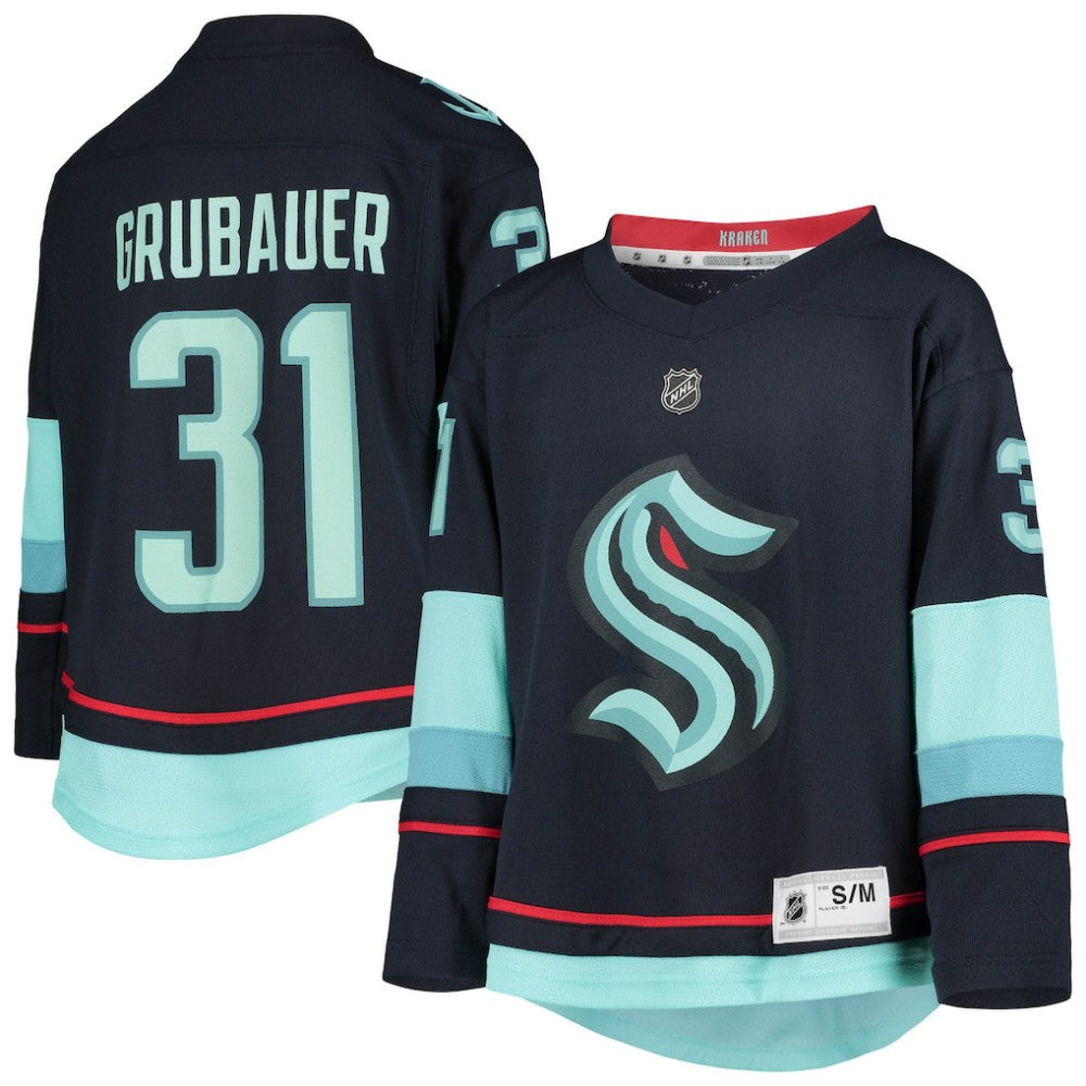 Philipp Grubauer Seattle Kraken Youth Home Replica Player Jersey - Deep Sea Blue | NHL Lifestyle