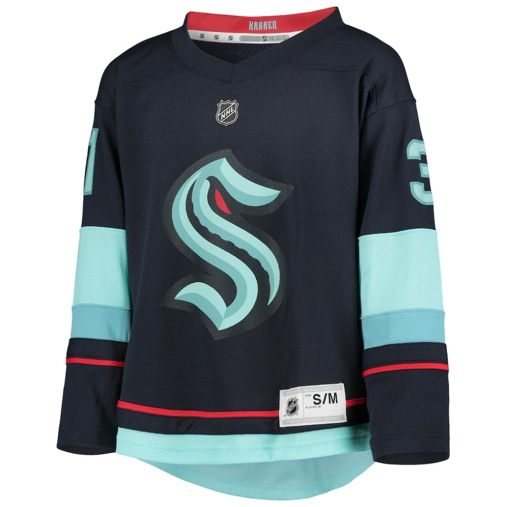 Philipp Grubauer Seattle Kraken Youth Home Replica Player Jersey - Deep Sea Blue | NHL Lifestyle