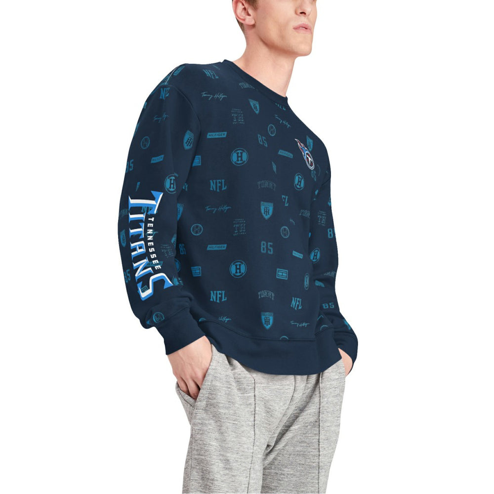 Tennessee Titans Tommy Hilfiger Reid Graphic Pullover Sweatshirt - Navy - NFL