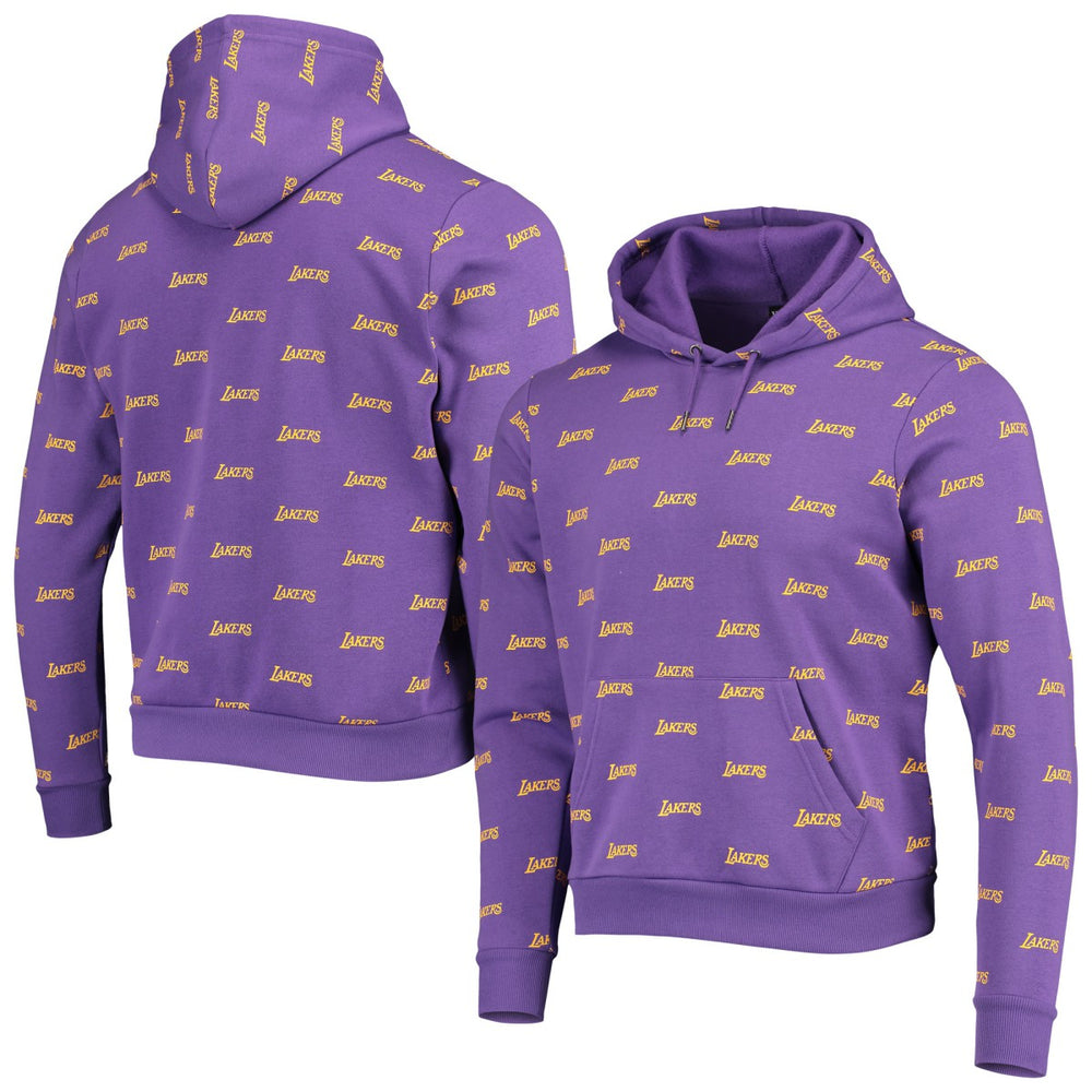 Los Angeles Lakers The Wild Collective Unisex Allover Logo Pullover Hoodie Purple