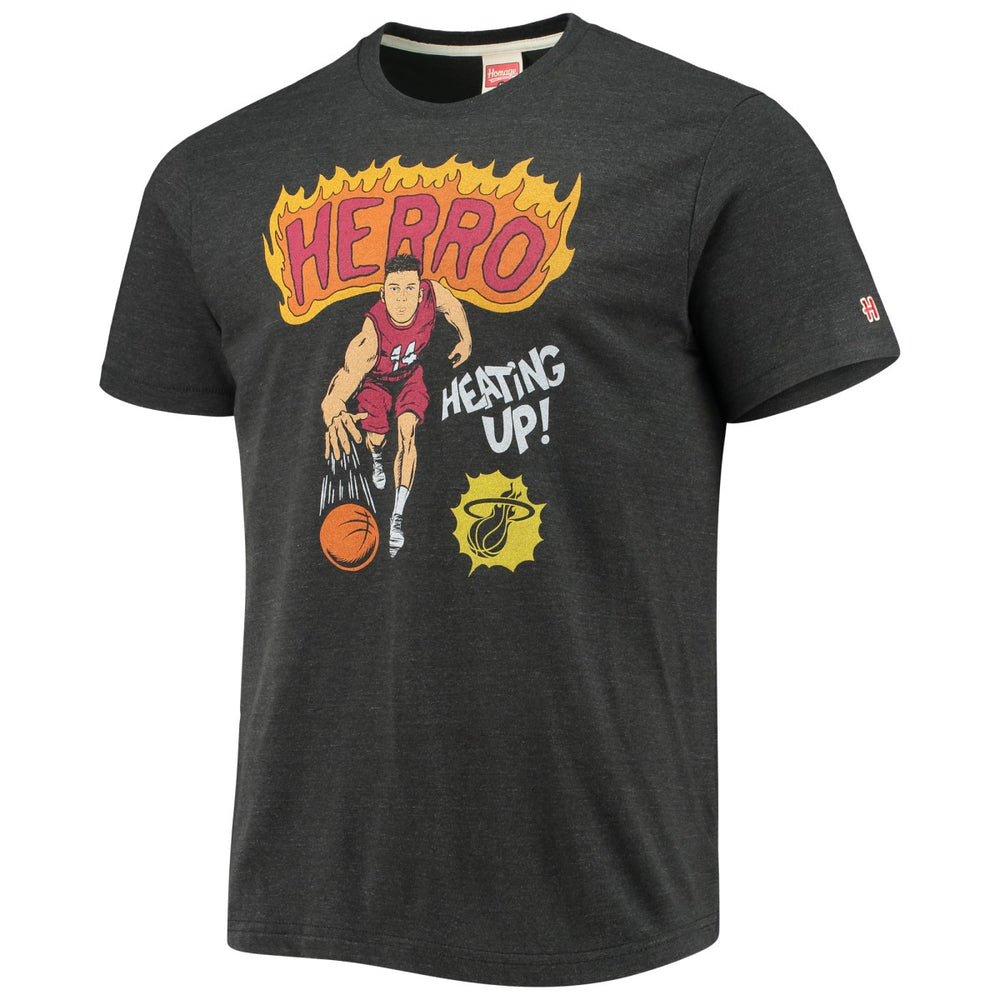 Tyler Herro Miami Heat Homage Comic Book Player Tri-Blend T-Shirt Charcoal