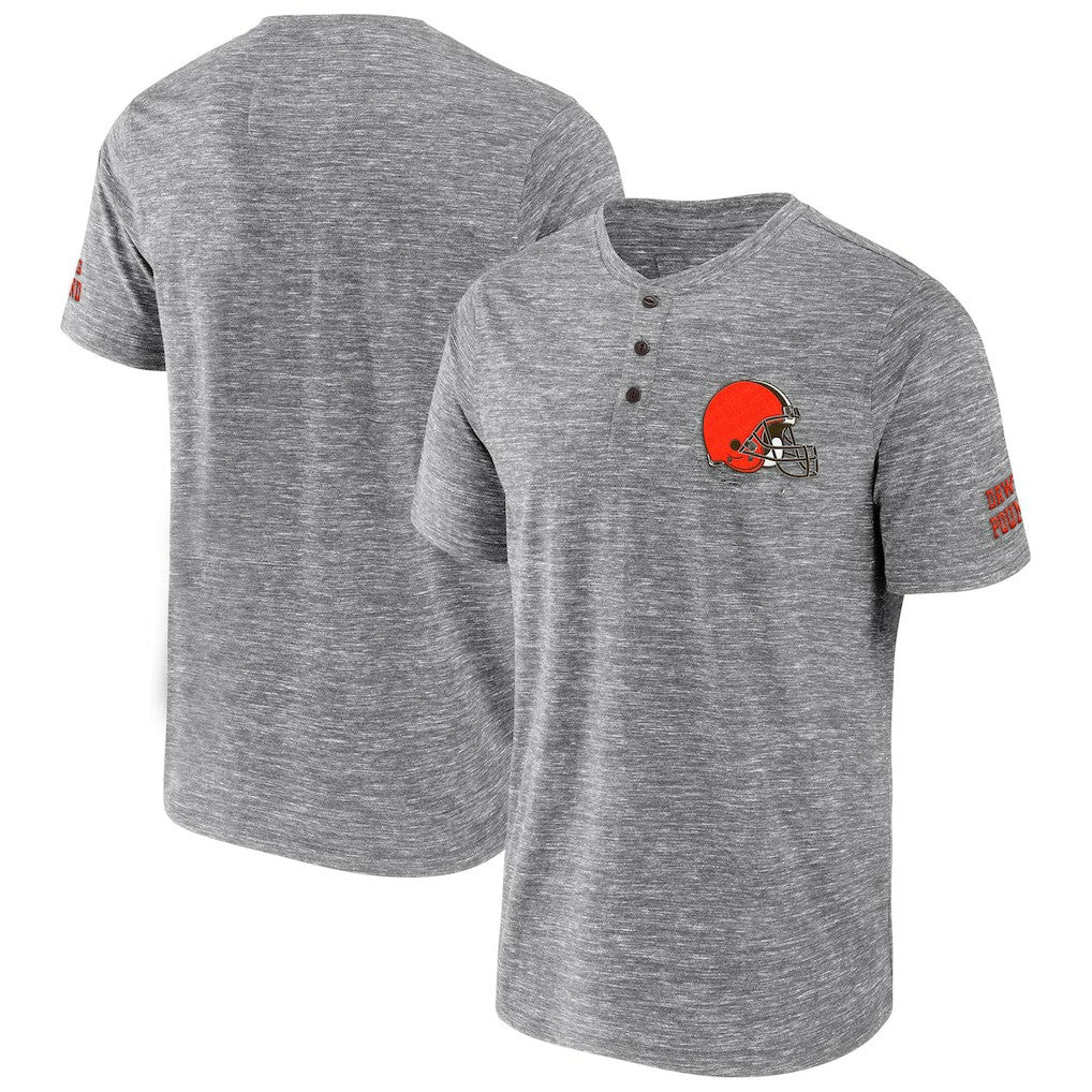 Cleveland Browns NFL x Darius Rucker Collection Slub Henley T-Shirt - Heathered Gray - Fanatics