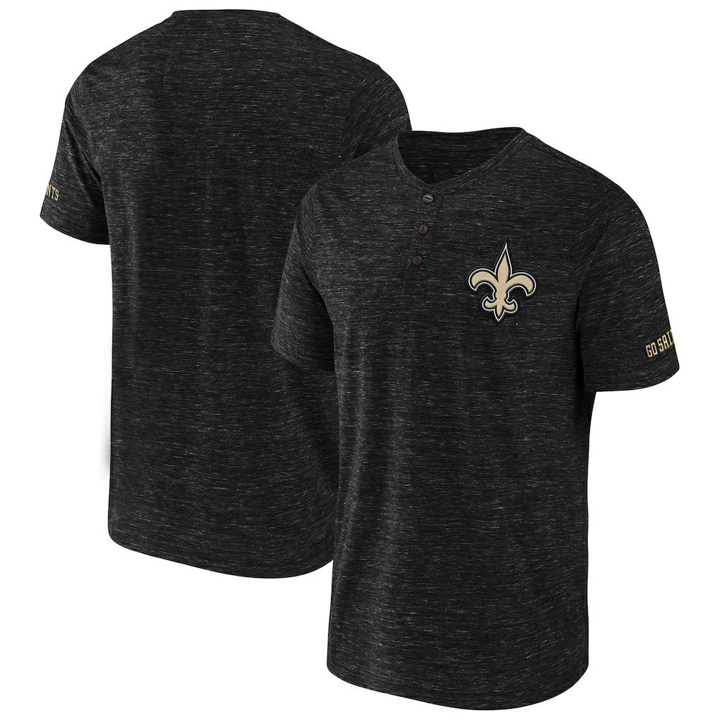 New Orleans Saints NFL x Darius Rucker Collection Slub Henley T-Shirt - Black - Fanatics