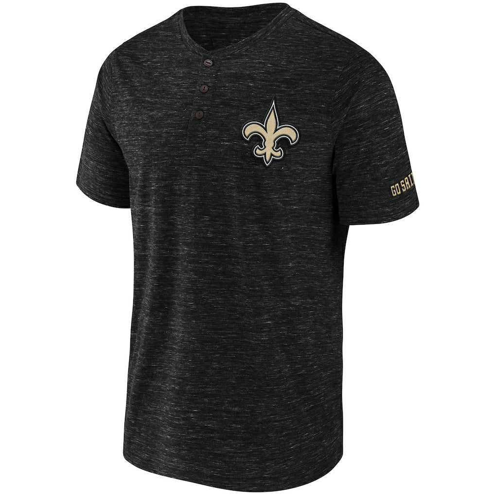 New Orleans Saints NFL x Darius Rucker Collection Slub Henley T-Shirt - Black - Fanatics