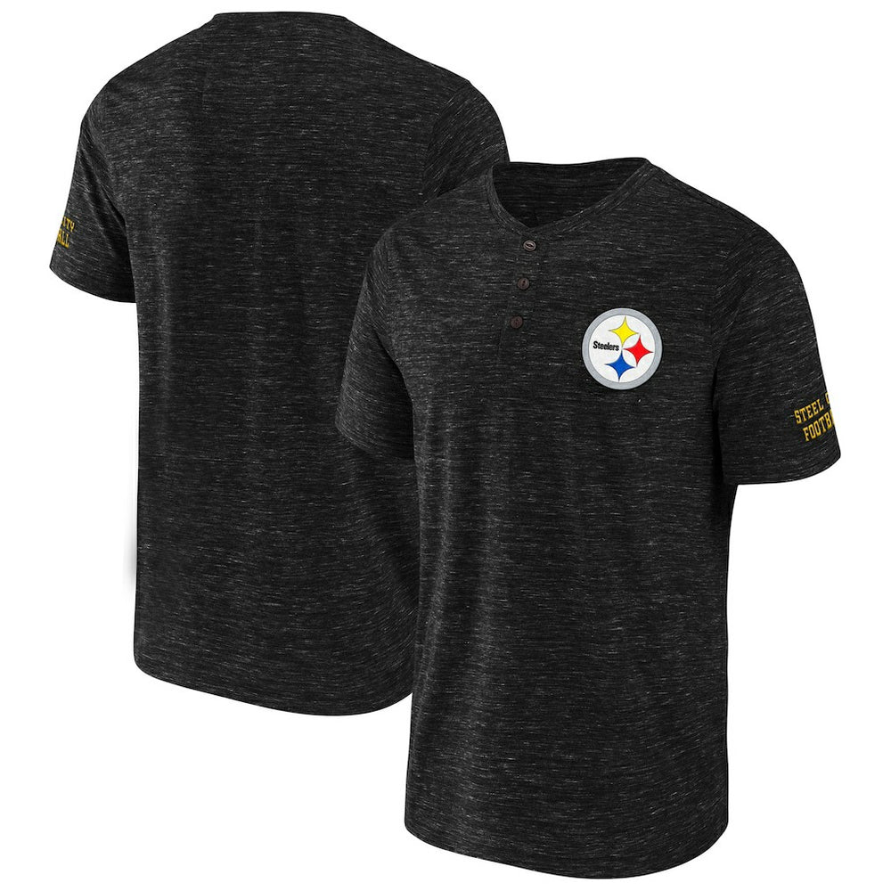 Pittsburgh Steelers NFL x Darius Rucker Collection Slub Henley T-Shirt - Black - Fanatics
