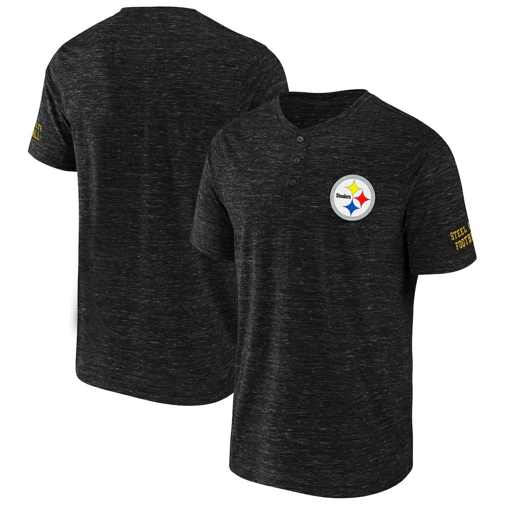 Pittsburgh Steelers NFL x Darius Rucker Collection Slub Henley T-Shirt - Black - Fanatics