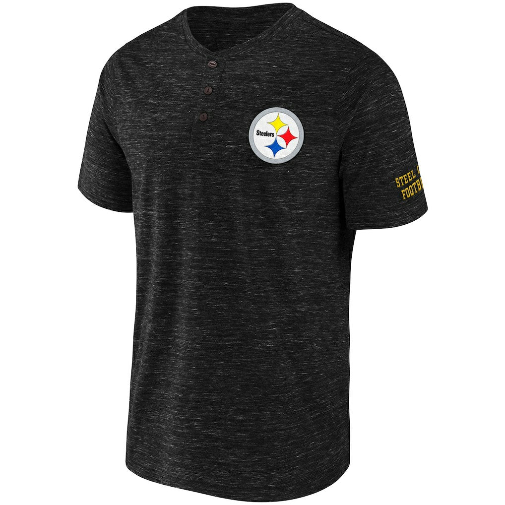 Pittsburgh Steelers NFL x Darius Rucker Collection Slub Henley T-Shirt - Black - Fanatics