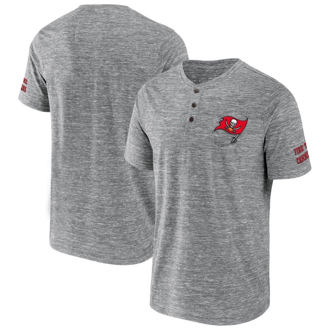 Tampa Bay Buccaneers NFL x Darius Rucker Collection Slub Henley T-Shirt - Heathered Gray - Fanatics