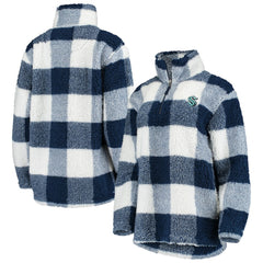 Seattle Kraken G-III 4Her by Carl Banks Women's Plaid Sherpa Quarter-Zip Jacket - Deep Sea Blue/White | NHL near me