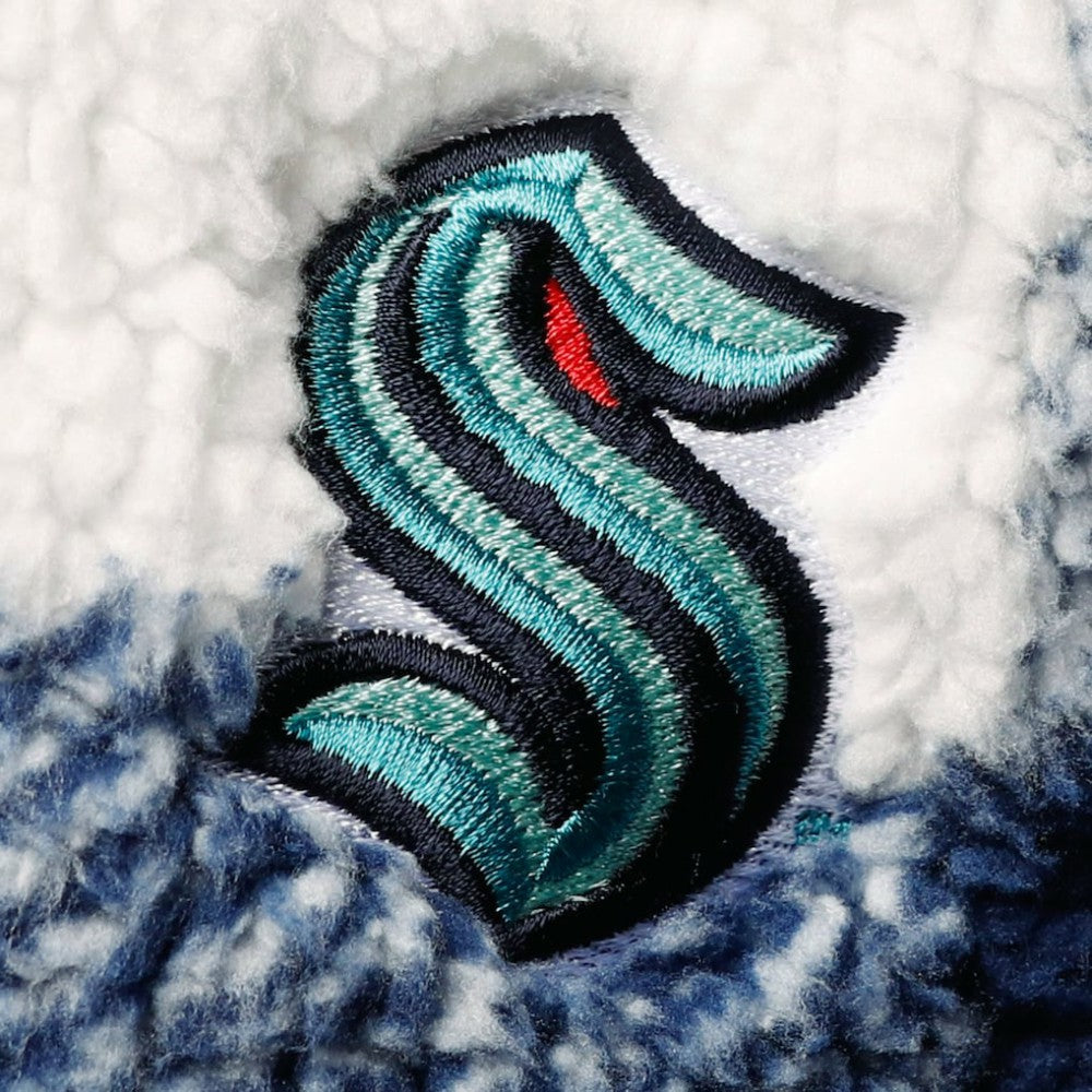 Seattle Kraken G-III 4Her by Carl Banks Women's Plaid Sherpa Quarter-Zip Jacket - Deep Sea Blue/White | NHL near me