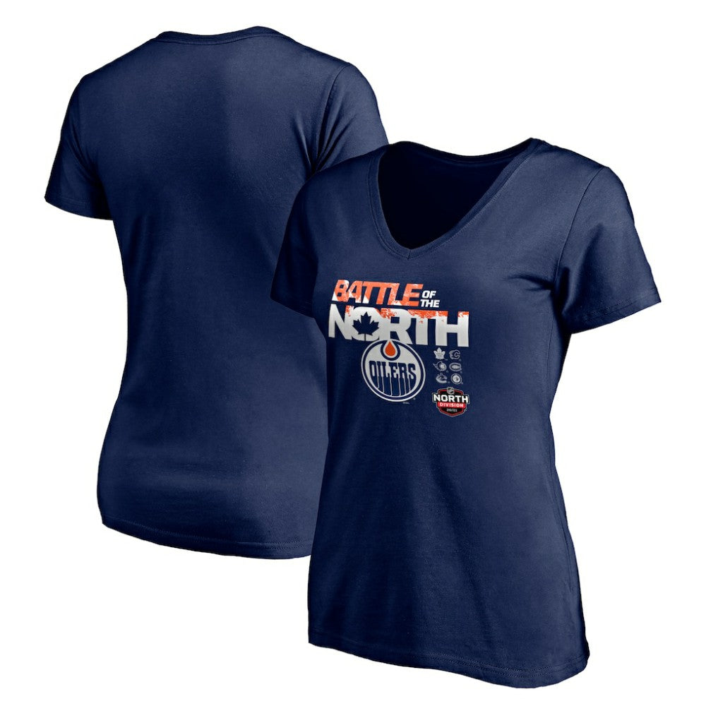 Edmonton Oilers Women's Battle of the North V-Neck T-Shirt - Navy | NHL Lifestyle
