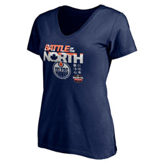 Edmonton Oilers Women's Battle of the North V-Neck T-Shirt - Navy | NHL Lifestyle