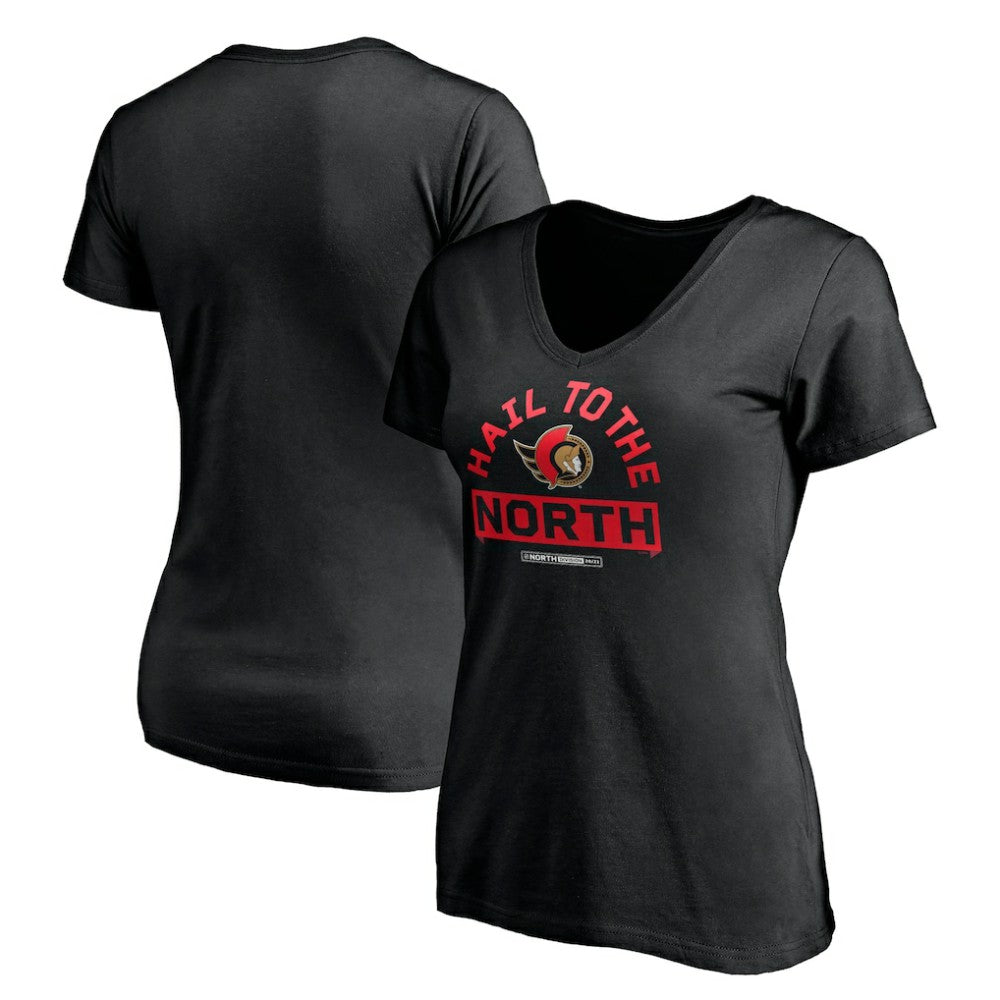 Ottawa Senators Women's Hail to the North V-Neck T-Shirt - Black | NHL near me