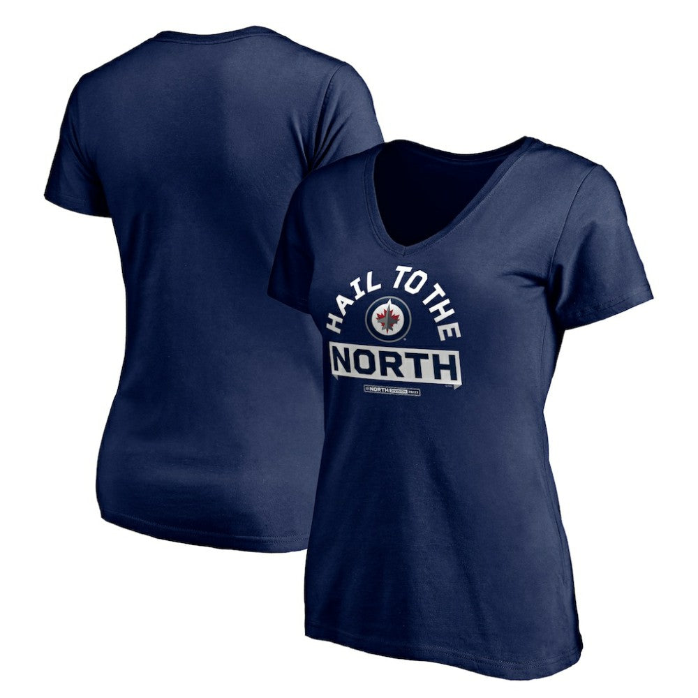 Winnipeg Jets Women's Hail to the North V-Neck T-Shirt - Navy | NHL near me