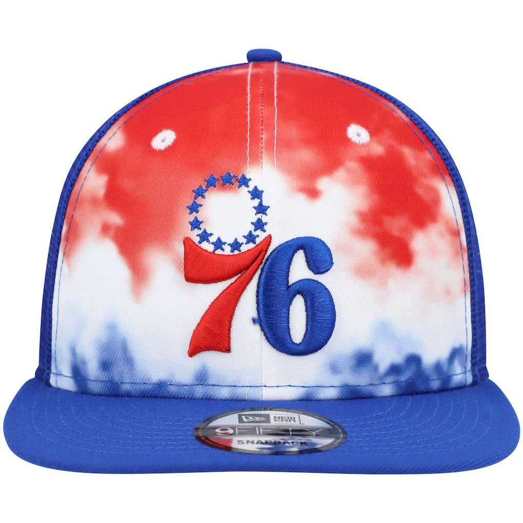 New Era Philadelphia 76ers Hazy Trucker 9FIFTY Snapback Hat Royal