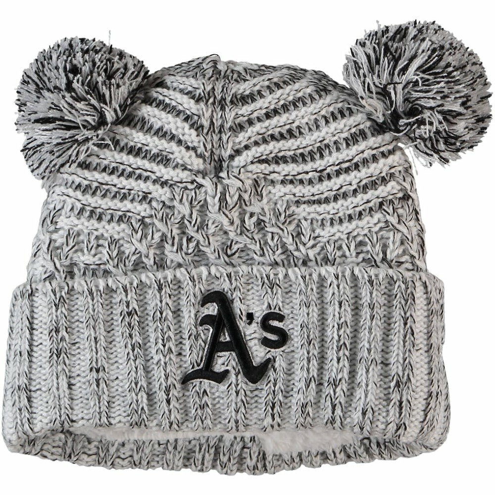 Athletics New Era Women's Dual Cuffed Knit Hat with Poms Near Me