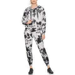 Las Vegas Raiders DKNY Sport Women's Dakota Oversized Tie-Dye Half-Zip Hoodie - White/Black - NFL