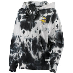 Minnesota Vikings DKNY Sport Women's Dakota Oversized Tie-Dye Half-Zip Hoodie - White/Black - NFL