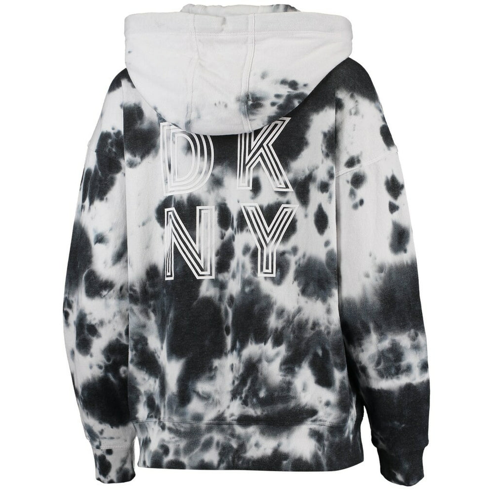 Minnesota Vikings DKNY Sport Women's Dakota Oversized Tie-Dye Half-Zip Hoodie - White/Black - NFL