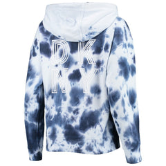 New England Patriots DKNY Sport Women's Dakota Oversized Tie-Dye Half-Zip Hoodie - White/Navy - NFL
