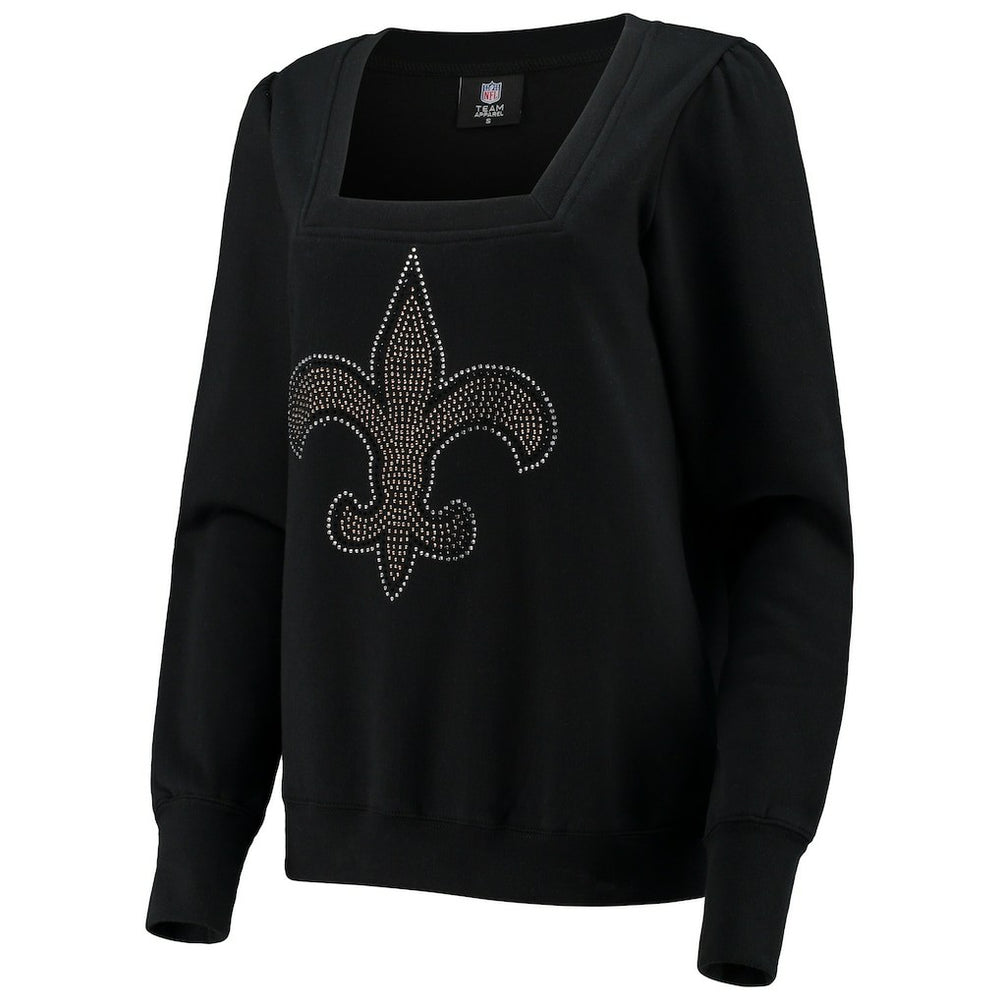 New Orleans Saints Cuce Women's Winners Square Neck Pullover Sweatshirt - Black - NFL
