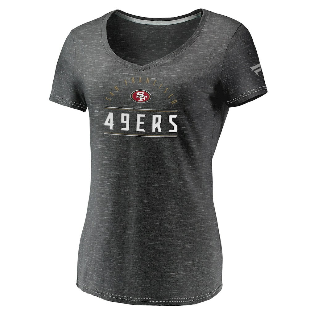 San Francisco 49ers Women's League Leader Space Dye V-Neck T-Shirt - Charcoal - Fanatics