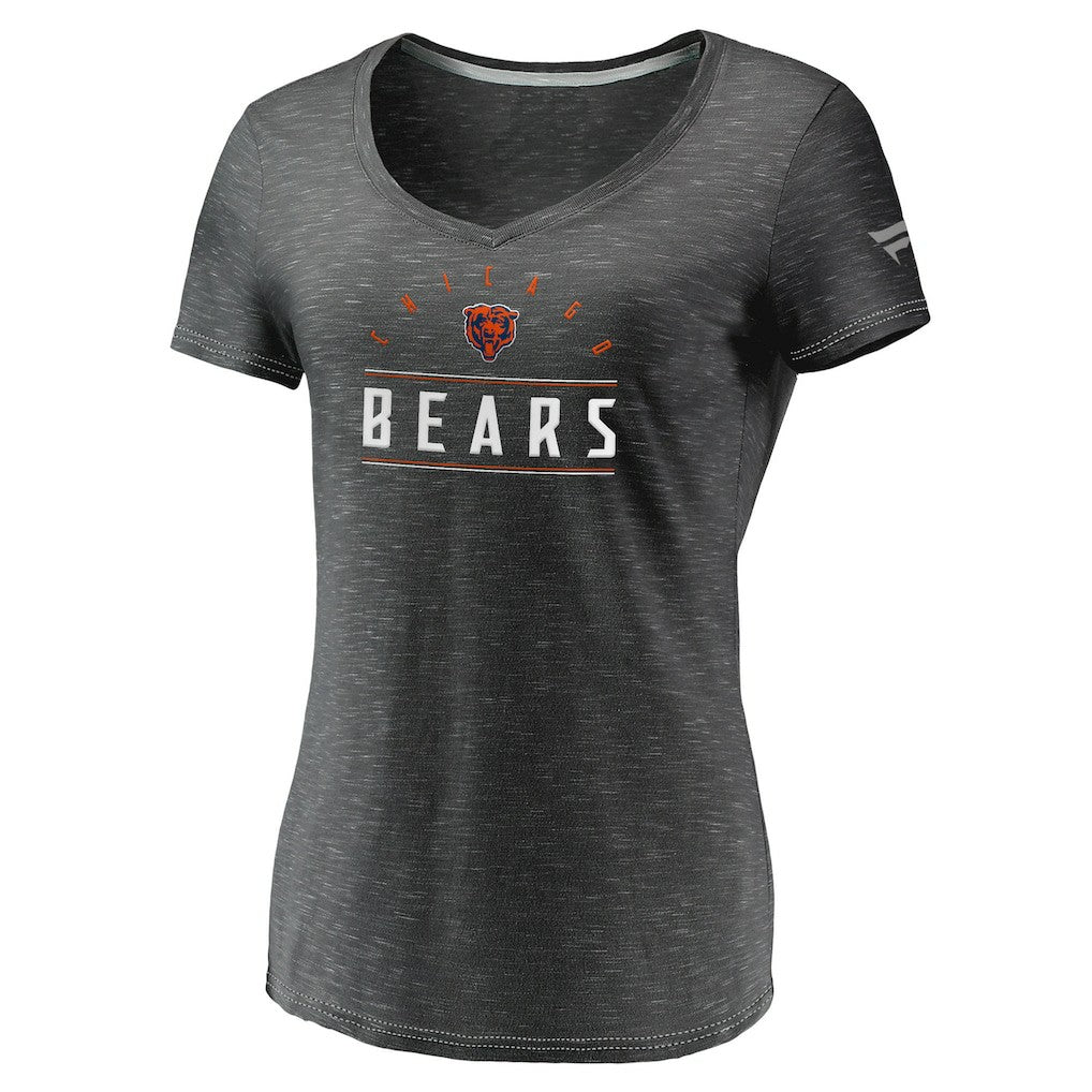 Chicago Bears Women's League Leader Space Dye V-Neck T-Shirt - Charcoal - Fanatics