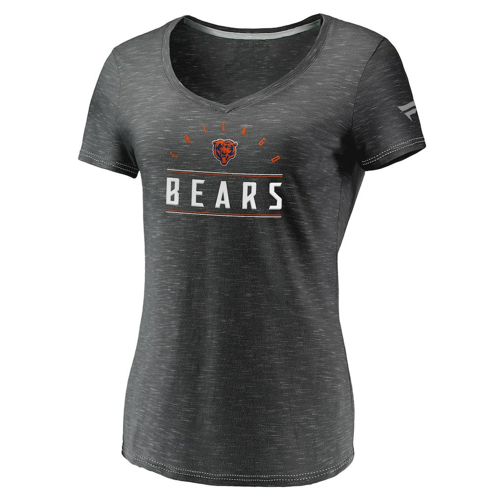 Chicago Bears Women's League Leader Space Dye V-Neck T-Shirt - Charcoal - Fanatics