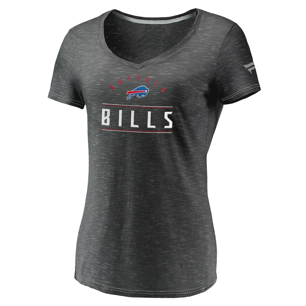 Buffalo Bills Women's League Leader Space Dye V-Neck T-Shirt - Charcoal - Fanatics