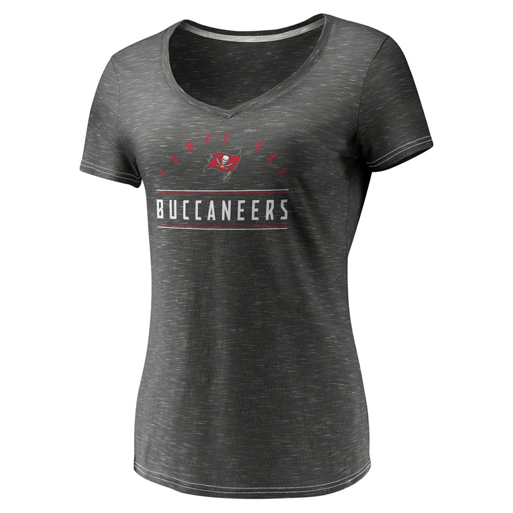 Tampa Bay Buccaneers Women's League Leader Space Dye V-Neck T-Shirt - Charcoal - Fanatics